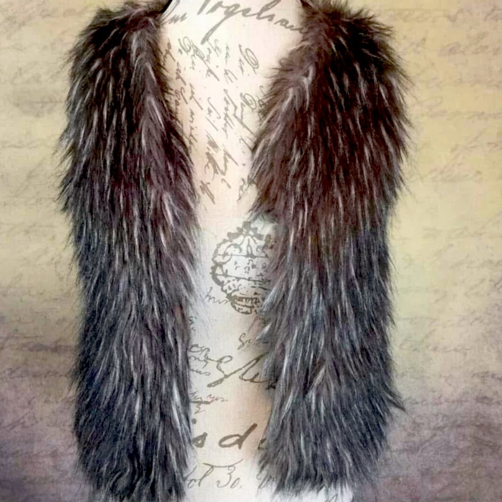 Girls Faux Fur Vest in brown